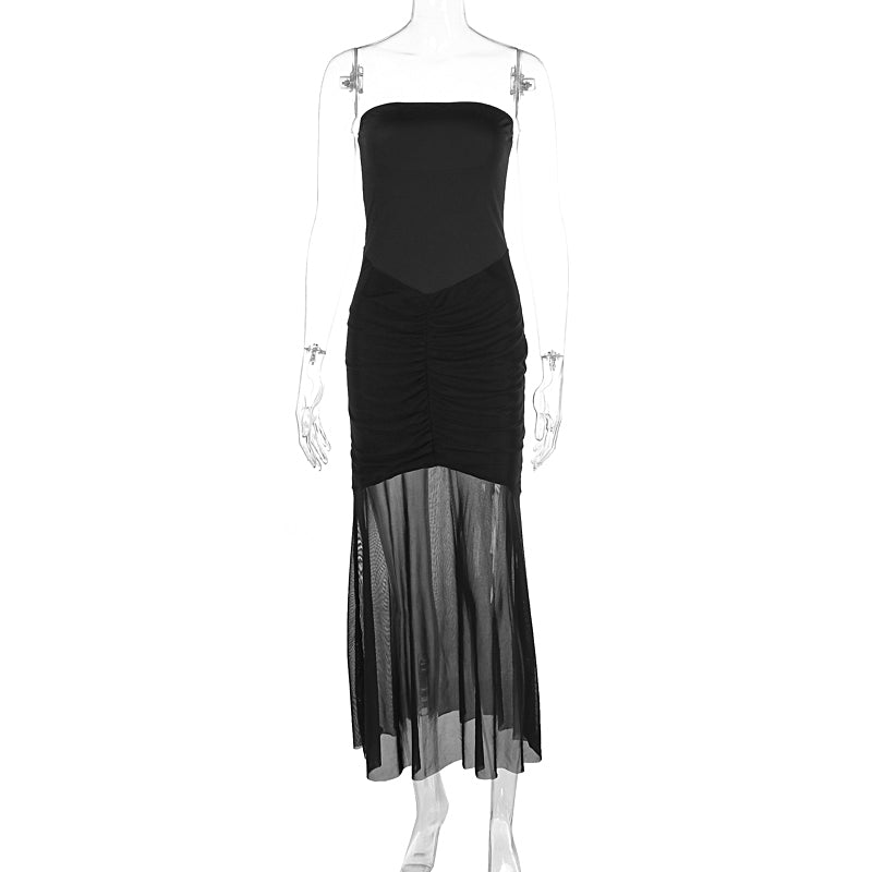 Transparentes Abendkleid mit Raffung