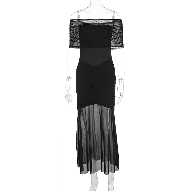 Transparentes Abendkleid mit Raffung