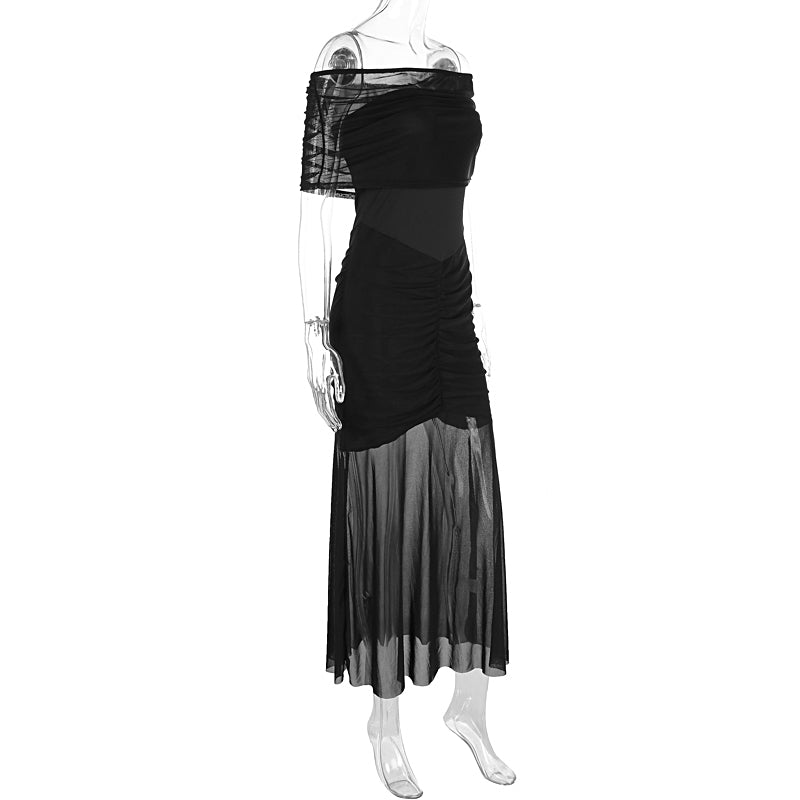 Transparentes Abendkleid mit Raffung