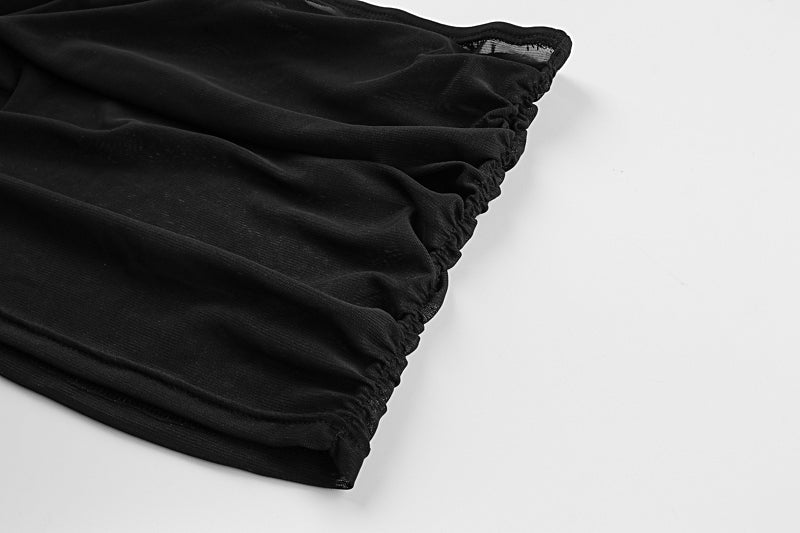 Transparentes Abendkleid mit Raffung