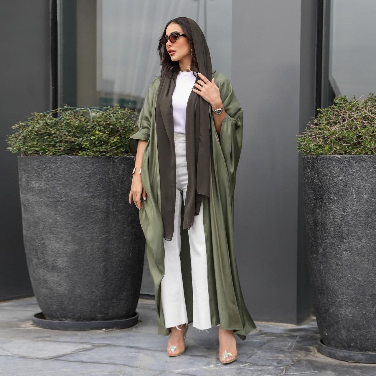 Elegant Open-Front Kimono Abaya