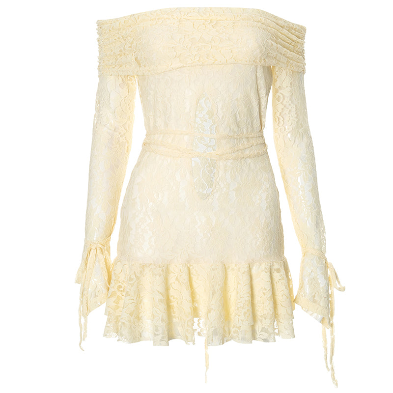 Spitzen-Minikleid mit Cut-Outs & Off-Shoulder-Look