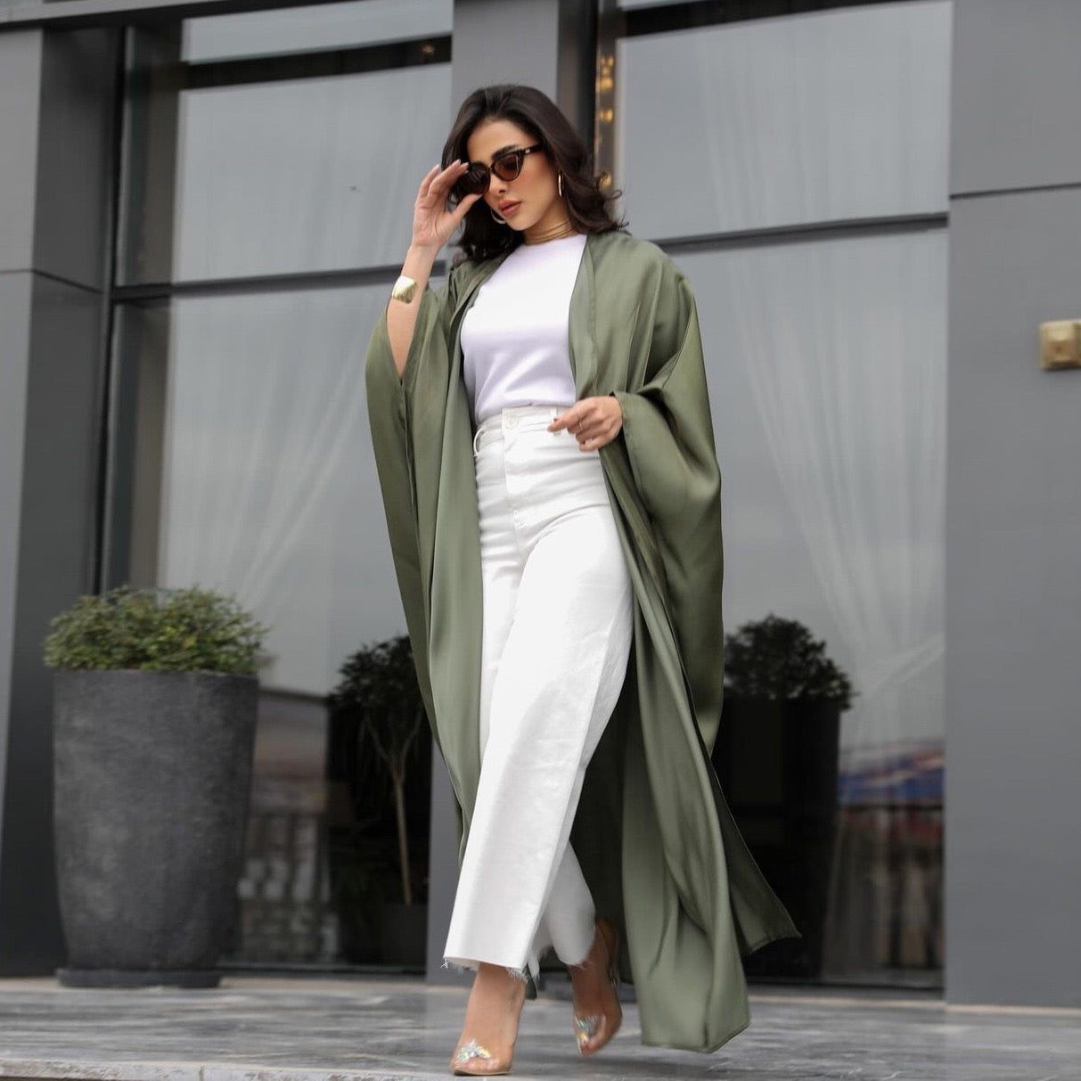 Elegant Open-Front Kimono Abaya