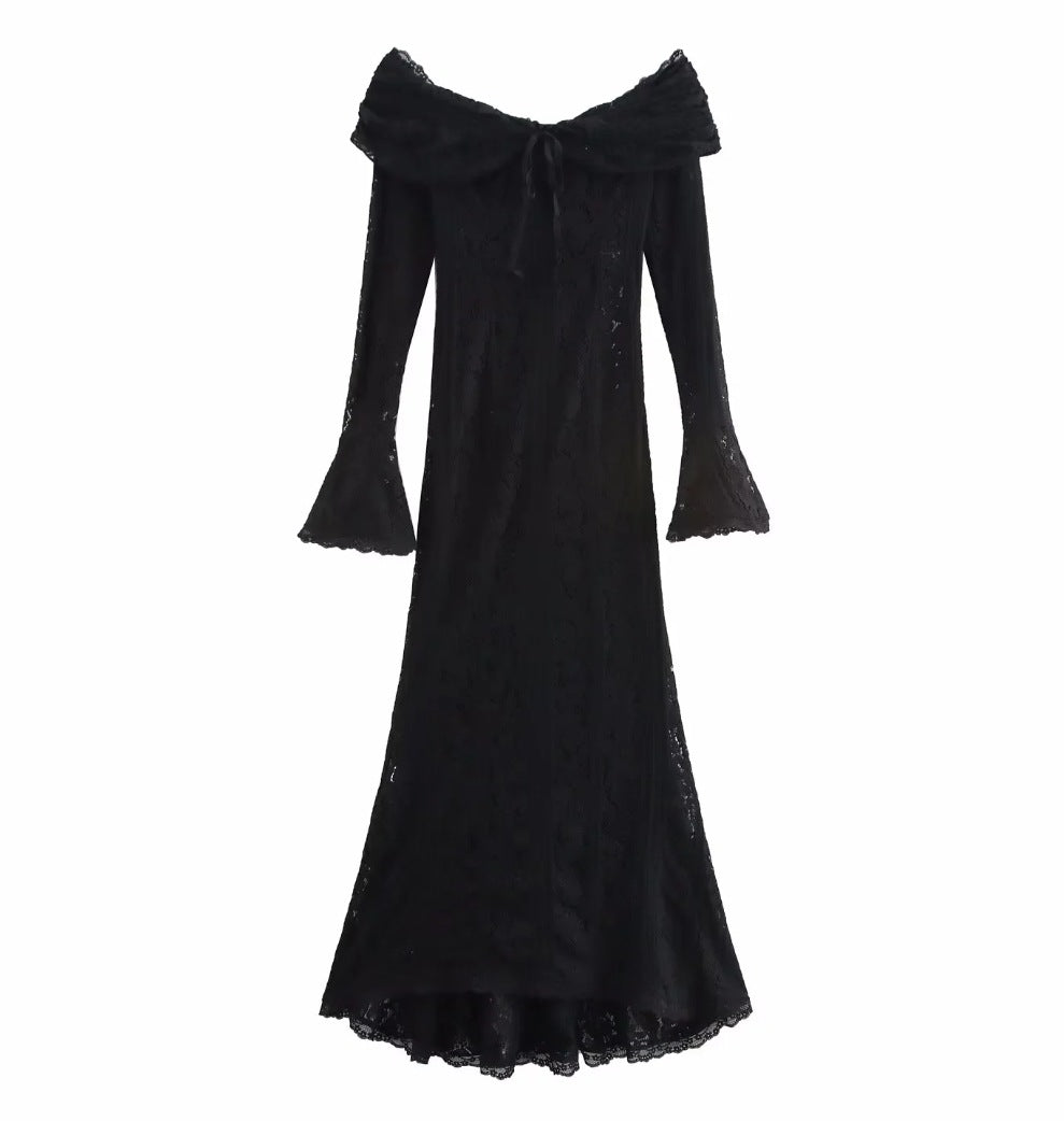 Boho-Spitzen-Maxi-Kleid Off-Shoulder