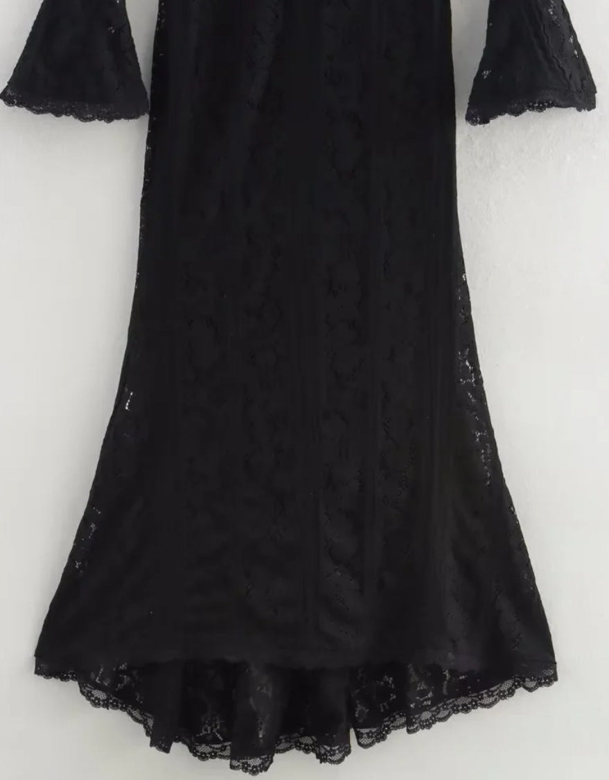 Boho-Spitzen-Maxi-Kleid Off-Shoulder